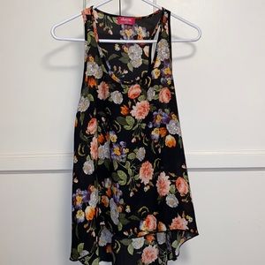 Shasa Medium Floral Print Black Blouse